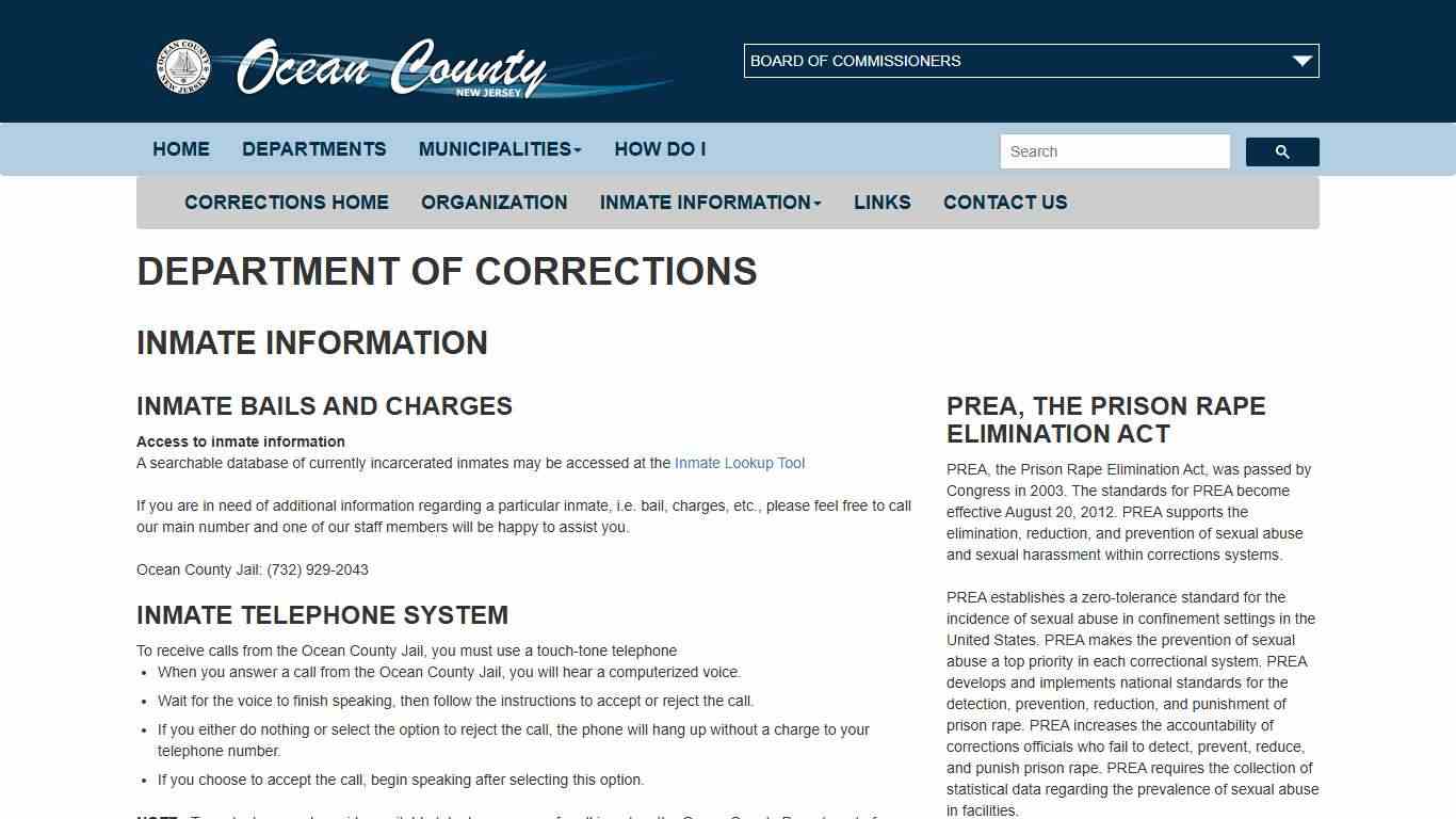 Inmate Information | Ocean County Government