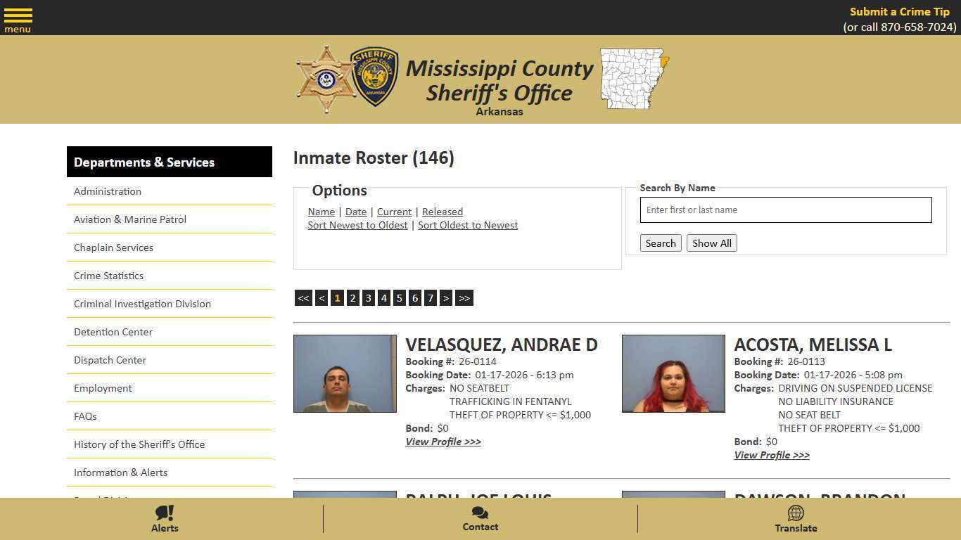 Inmate Roster - Current Inmates Booking Date Descending - Mississippi County AR Sheriff